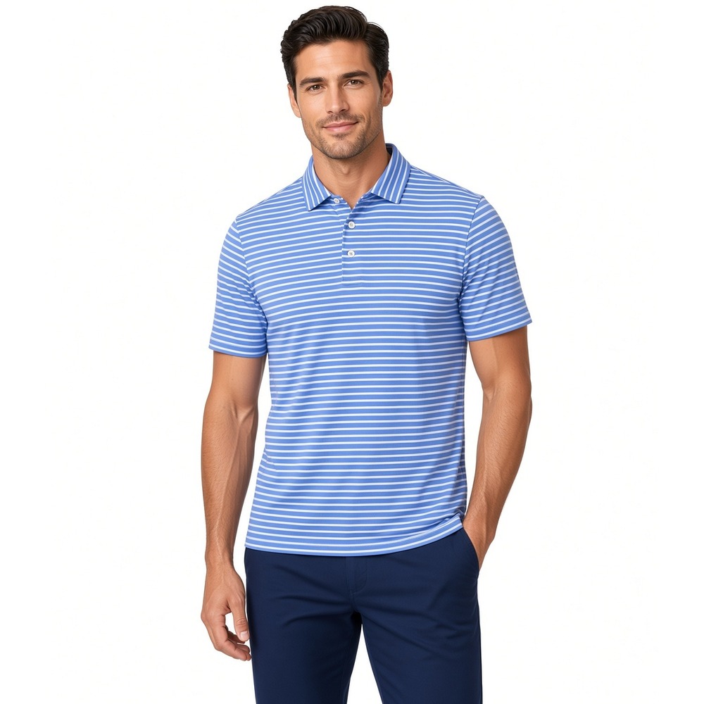 RLX Ralph Lauren Classic Fit Performance Polo Striped Wicking Blue White Sz S